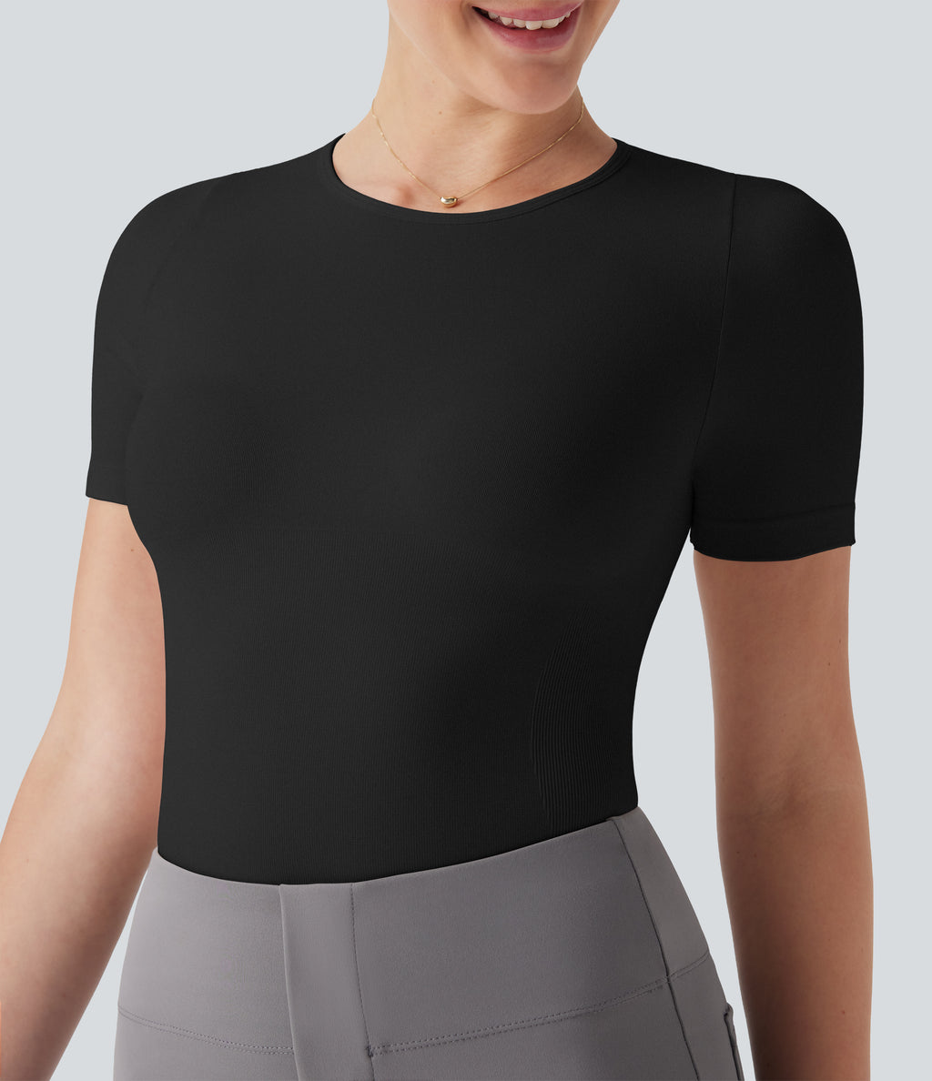 Seamless Flow Smoothing Adjustable Leg Straps Work Bodysuit-Easy Peezy