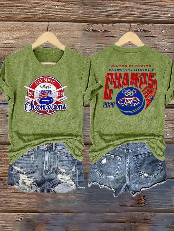 Women's  Ice Hockey Print Casual T-Shirt