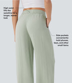 2026🔥 High Waisted Drawstring Pocket Wide Leg Casual Linen-Feel Pants