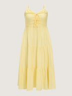 Ruched Bodice Tiered Flowy Maxi Dress