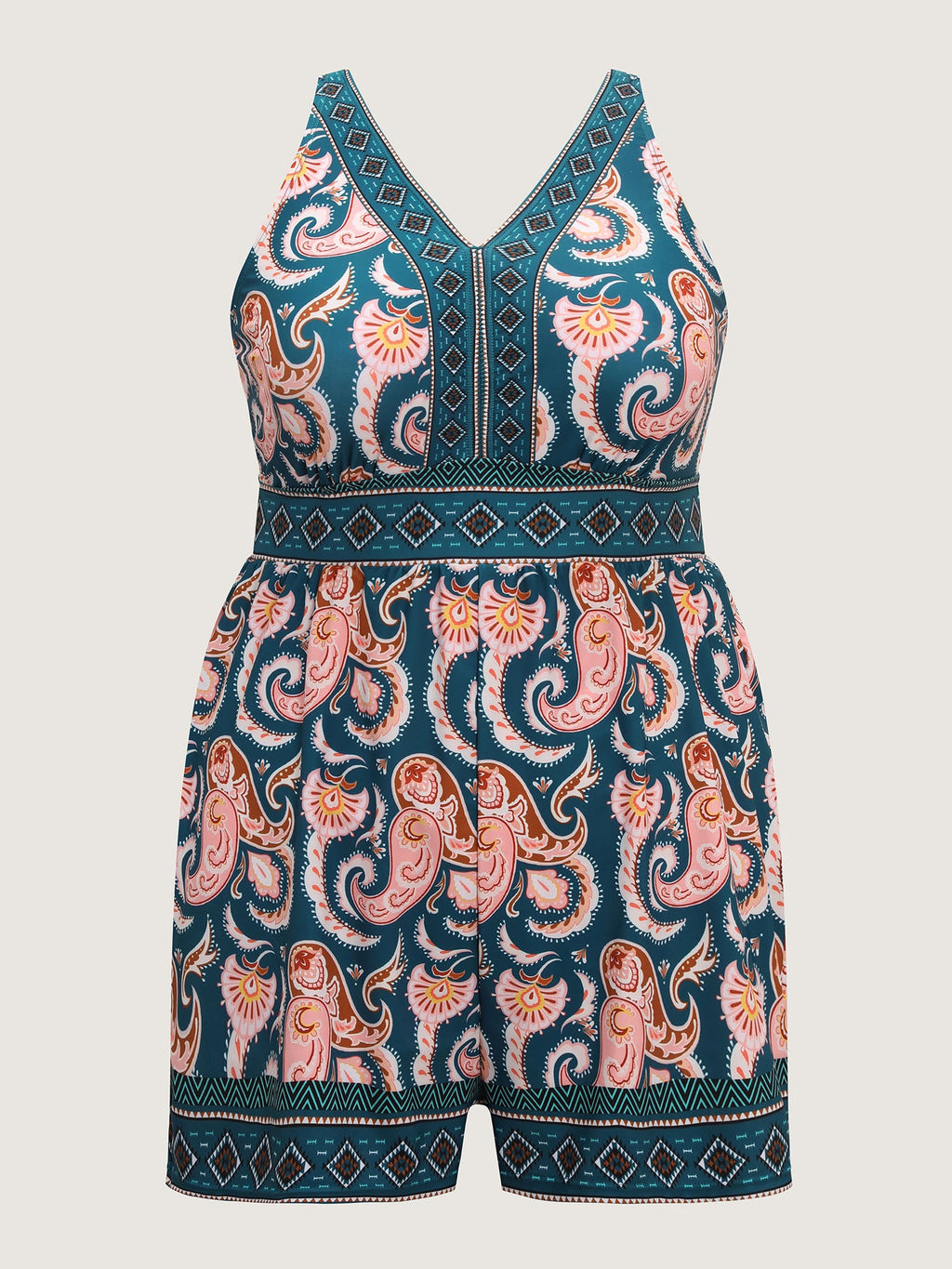 Boho Print Pockets Swim Romper