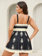 Boho Flower Print Surplice Swim Dress