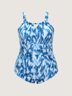 Tie-Dye Effect Keyhole Neckline One-Piece Swim