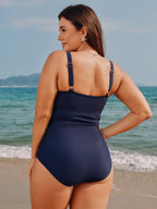Ruched Mesh Tummy-Control One-Piece Swim