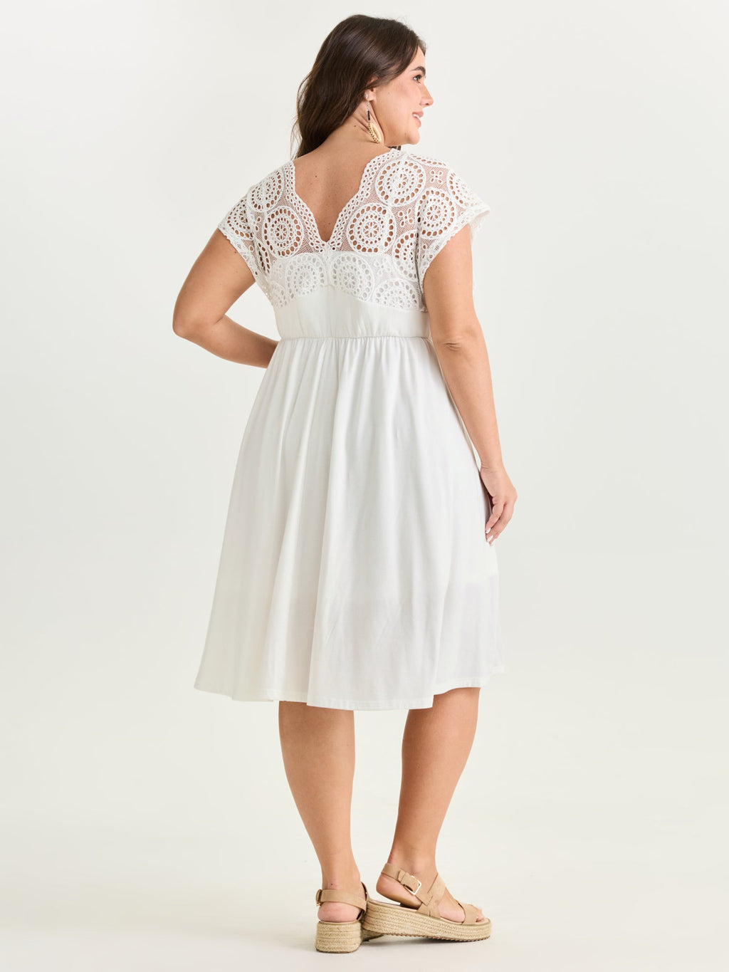 Sheer Lace Sleeve Flowy Mini Dress