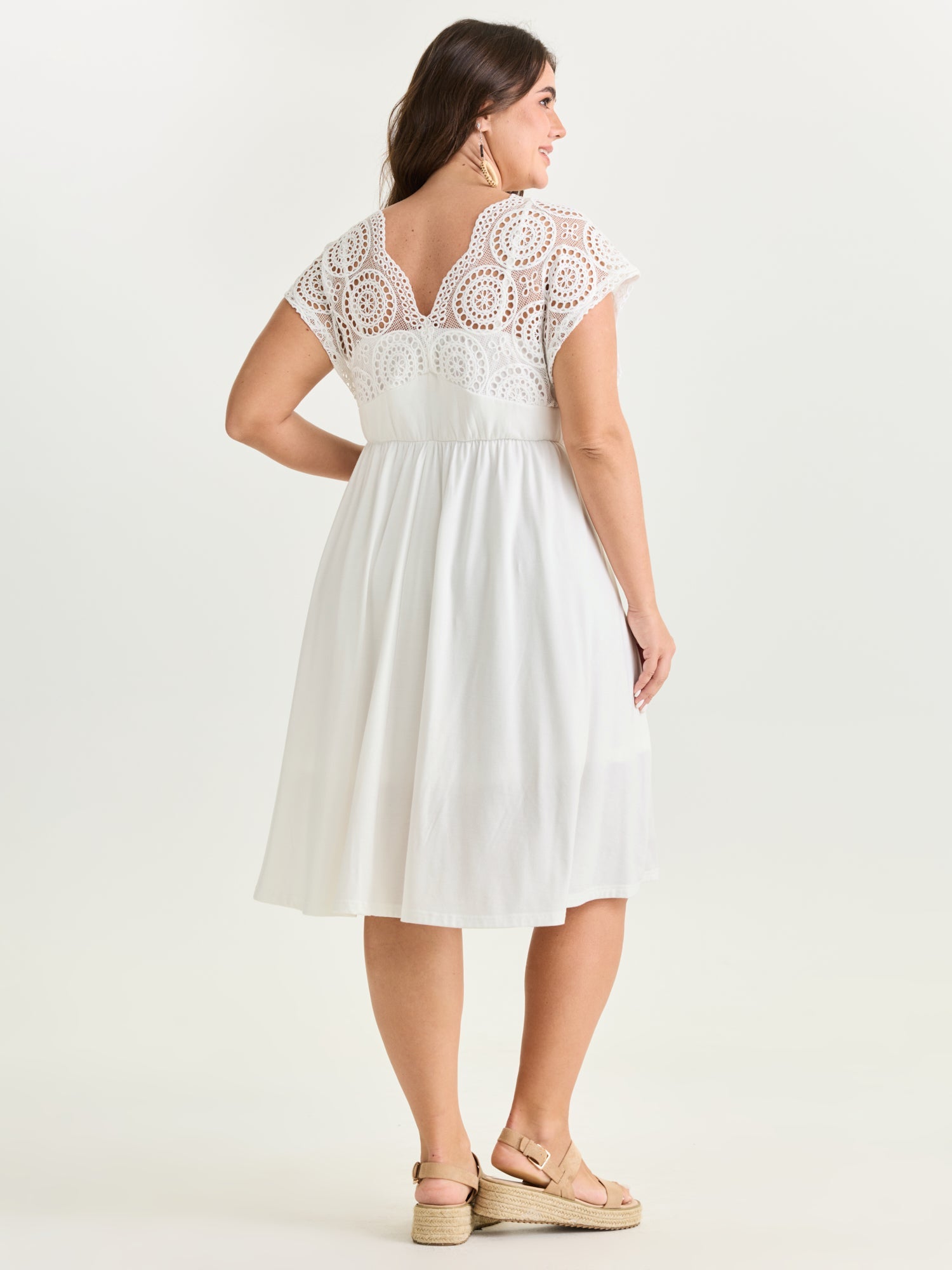 Sheer Lace Sleeve Flowy Mini Dress