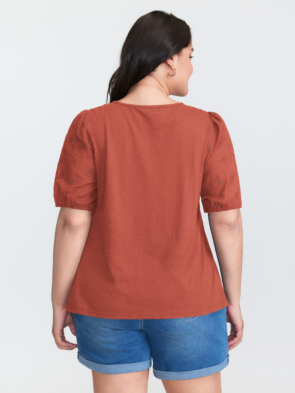 Cotton Slub Textured Embroidered Knit Top