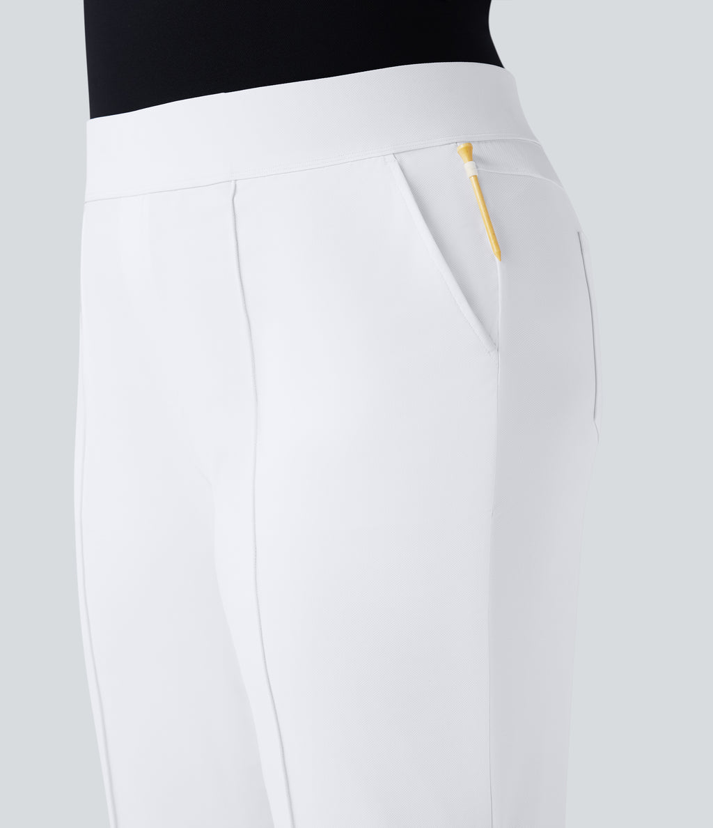 High Waisted Pockets Straight Leg Quick Dry Golf Plus Size Pants-Golf Tee-UPF40+