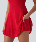 Lace 2-in-1 Mini Dance Active Dress with Pockets-Easy Peezy