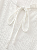 Colorblock Drawstring Neckline Tiered Mini Dress