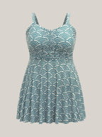 Shell Print Ruched Swim Dress