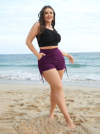 Ruched Adjustable Drawstring Pocket Slim Swim Shorts