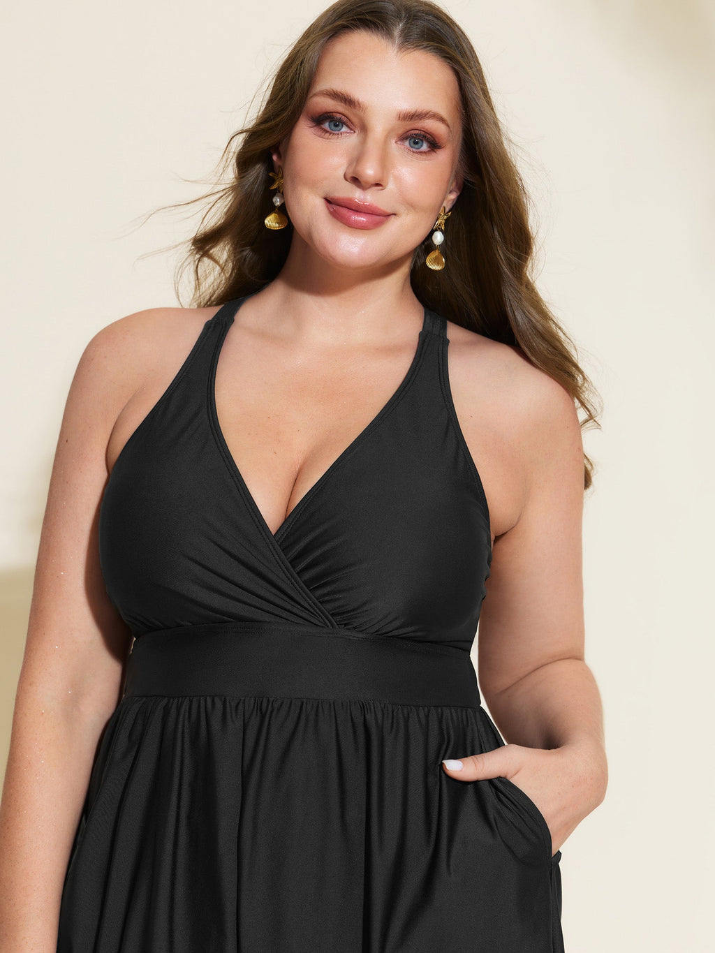 Laser Cut Pockets One-Piece Swim