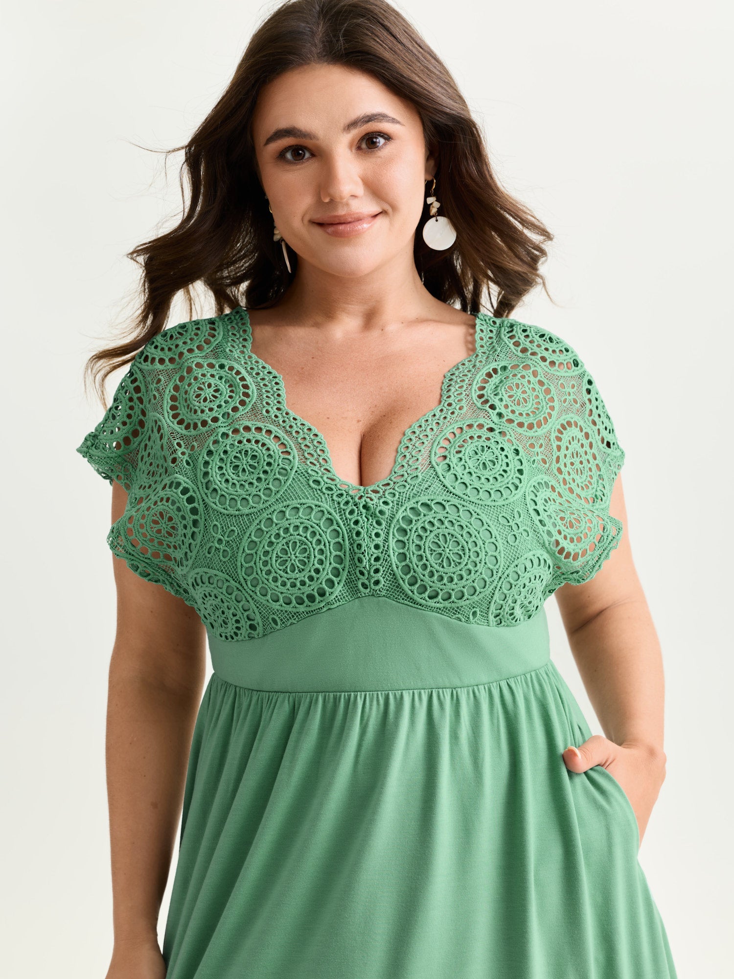 Sheer Lace Sleeve Flowy Mini Dress