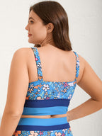 Floral Print Color Contrast Bikini Top