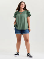 Pure Cotton Layered Sleeve Flowy Blouse