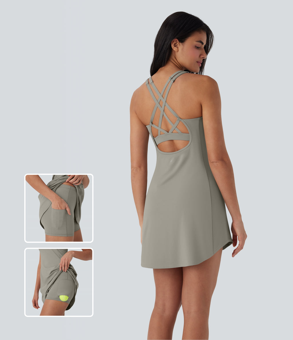 SoftlyZeroTM QuickDry 2-Piece Mini Tennis Active Dress with Pockets