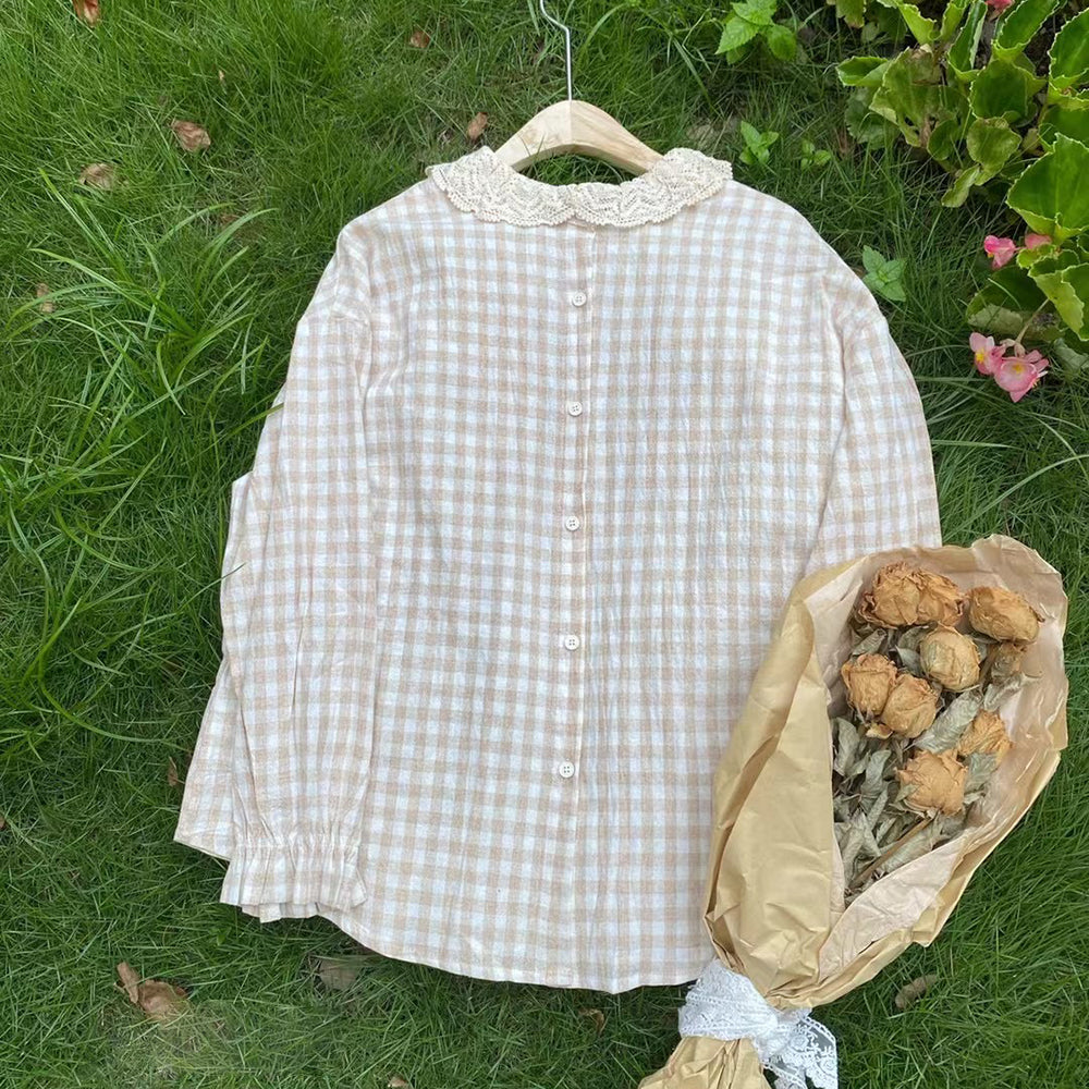 Long Sleeve Cute Lace Collar Top