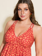 Floral Print Fit And Flare Swim Top