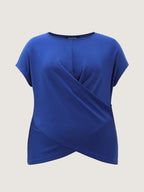 Twist-Front Boat Neckline Plain Knit Top