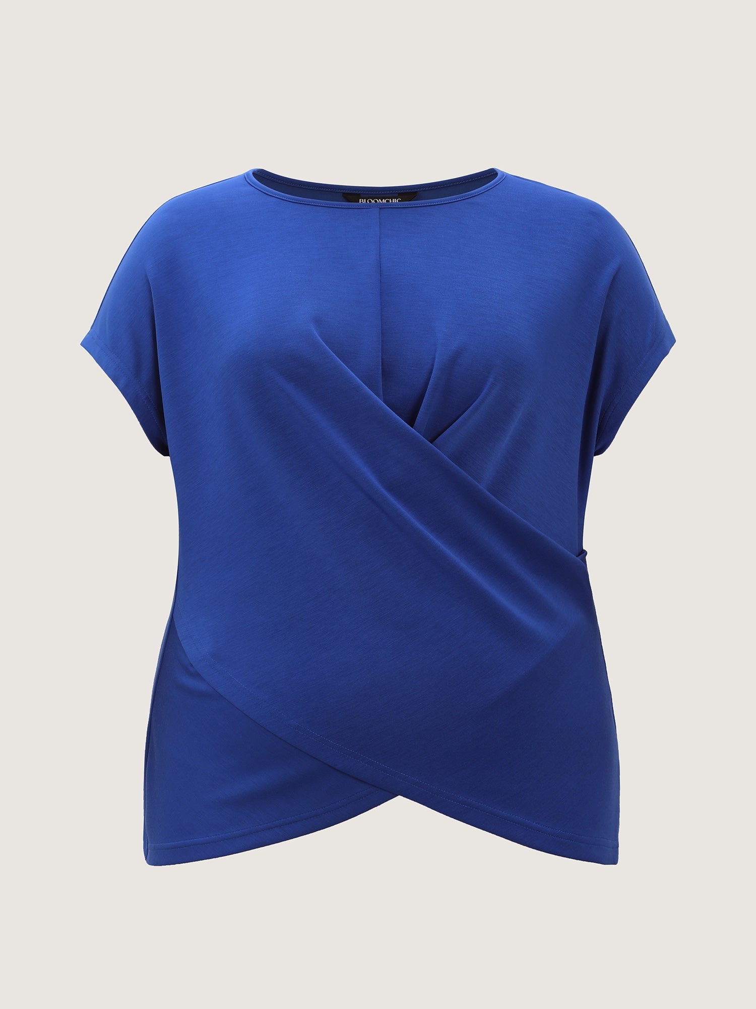 Twist-Front Boat Neckline Plain Knit Top