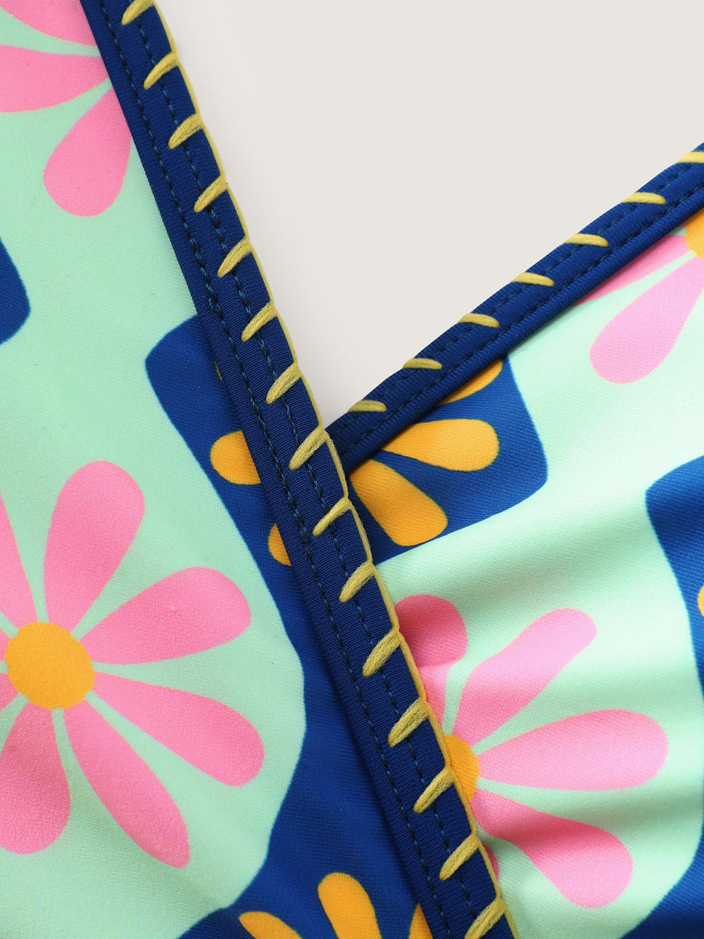 Geometric Print Embroidered One-Piece Swimsuit