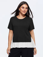 Color Contrast Layered Round Neck T-Shirt