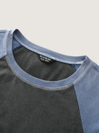 Cotton Stretchy Color Contrast Curvy Hem T-Shirt