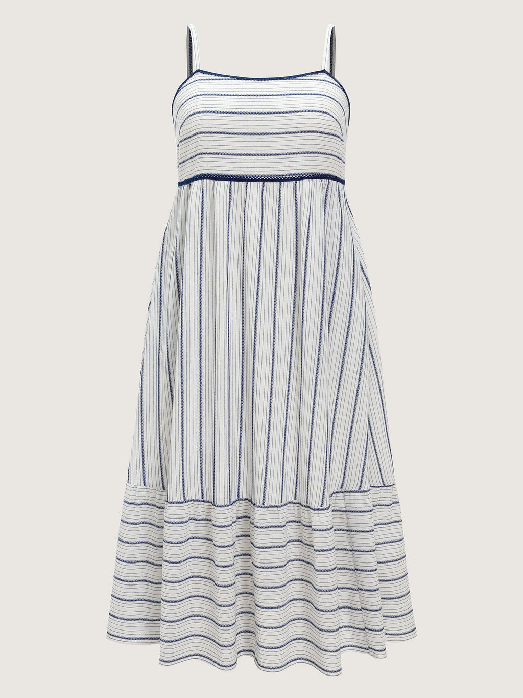 Asymmetrical Striped Print Cami Midi Dress