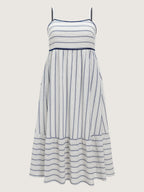 Asymmetrical Striped Print Cami Midi Dress