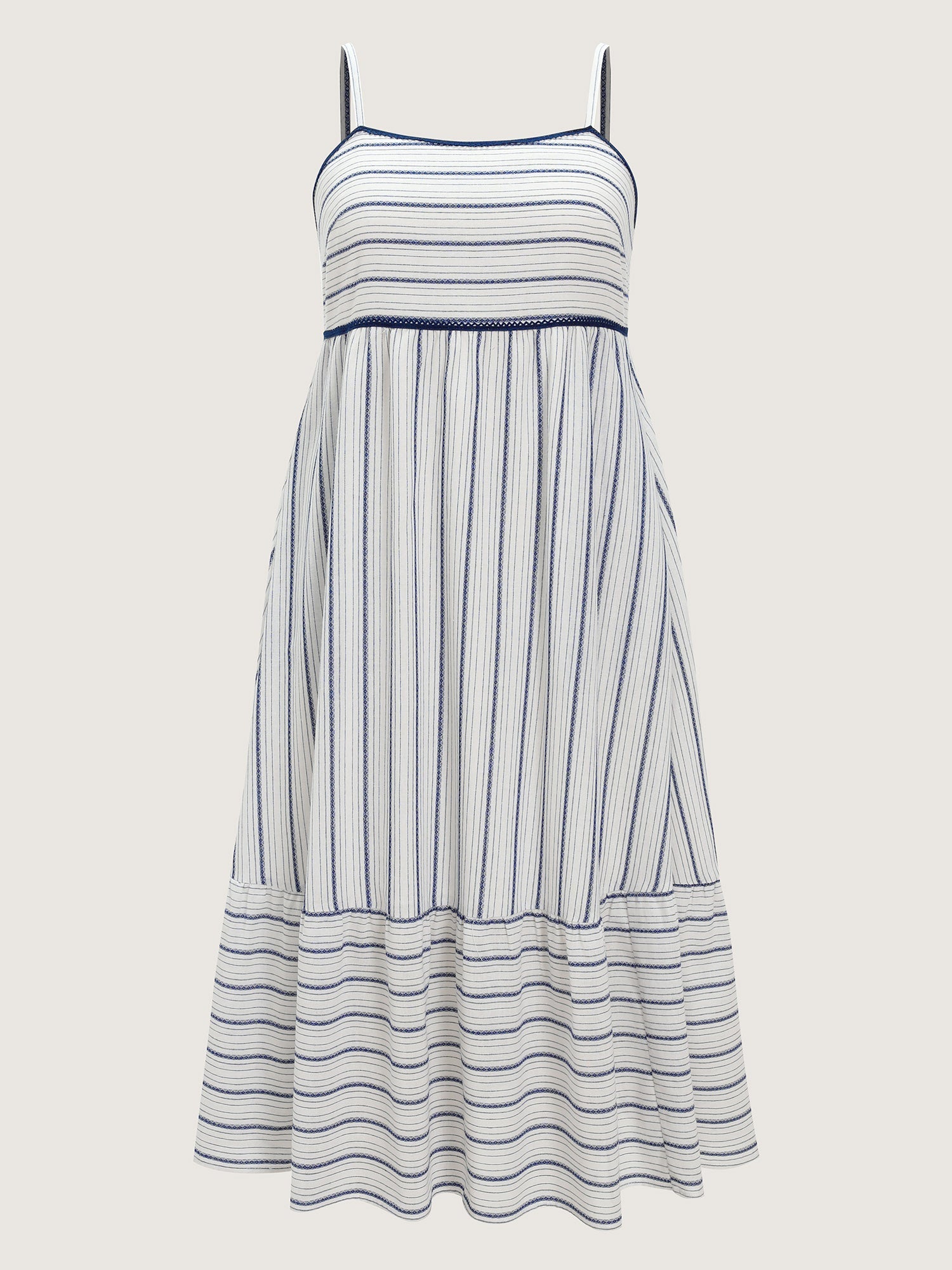 Asymmetrical Striped Print Cami Midi Dress