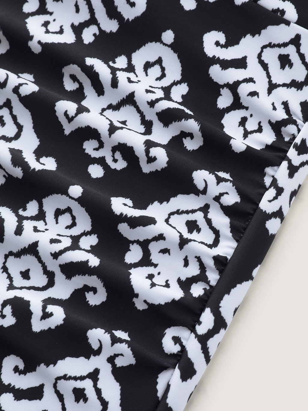 Geometric Print Waist-Tie One-Piece Swim