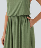 Maxi Flowy Slip Dress with Pockets