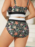 Floral Print Color Contrast Bikini Bottoms