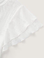 Shirred Hem Eyelet Textured T-Shirt