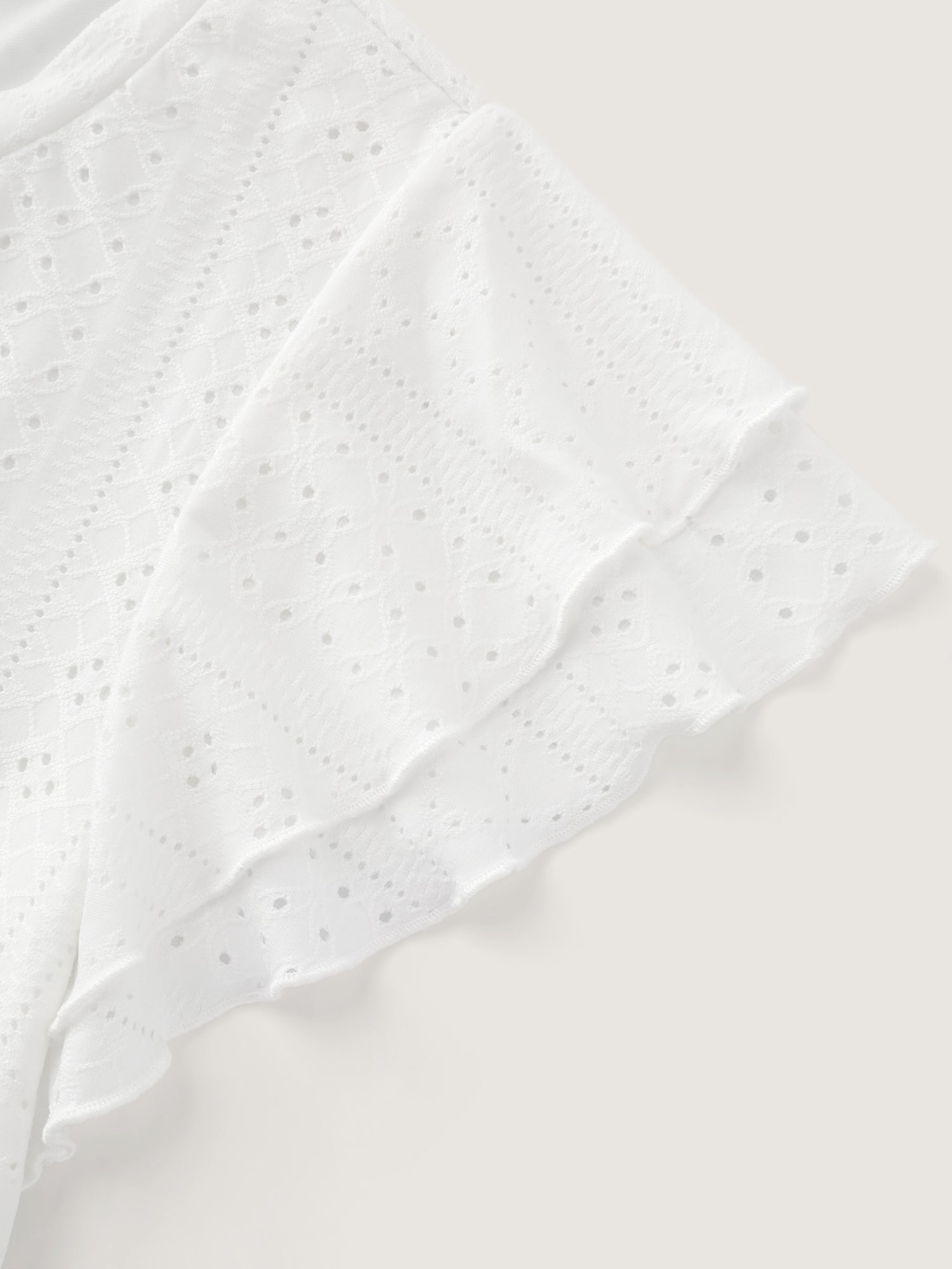 Shirred Hem Eyelet Textured T-Shirt