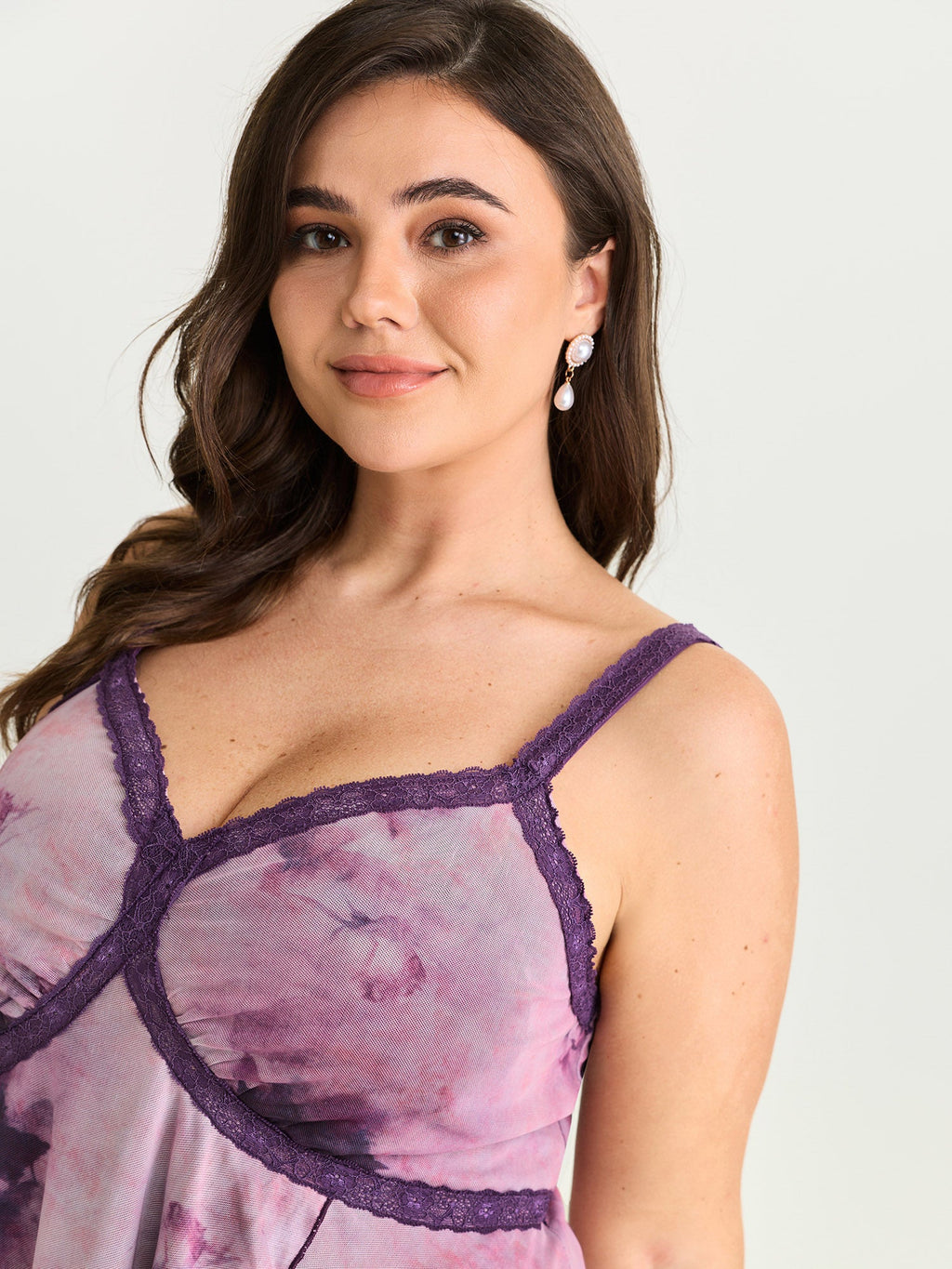 Floral Print Lace Detail Asymmetrical Tank Top