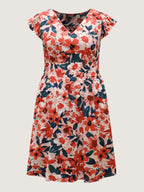 Floral Three-Layered Stretchy Waist Mini Dress