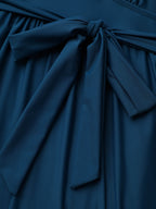 Surplice Neckline Belted Plain One-Piece Swimsuit