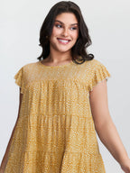Leopard Print Tiered Flutter Sleeve Knit Top