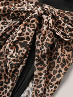 Leopard Print Knotted Surplice Swim Dress