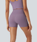 UltraSculptTM Cool Quick Dry SoCinched High Waisted Tummy Control Shaping Yoga Biker Shorts 3'' with Pockets-UPF50+