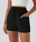 High Waisted Drawstring Casual Shorts with Pockets