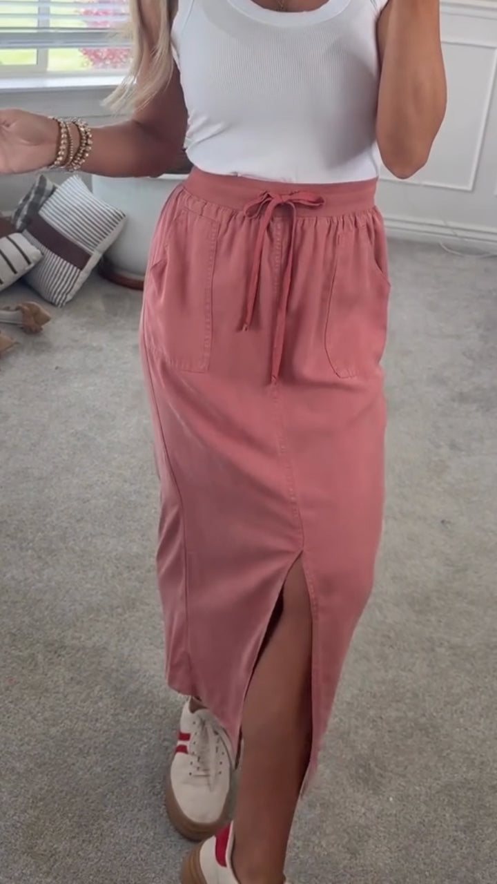 Ladies' Solid Color Split Casual Skirt