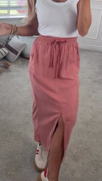 Ladies' Solid Color Split Casual Skirt