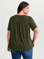 Supersoft Stretchy Draped Lace Trim Plain T-Shirt