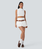 SoftlyZeroTM QuickDry High Waisted Pleated Mini 2-in-1 Skirt with Pocket-Front and Back Wearable