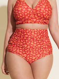 Floral Print High Waisted Swim Bottoms