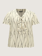 Stretchy Geometric Print Knit Top