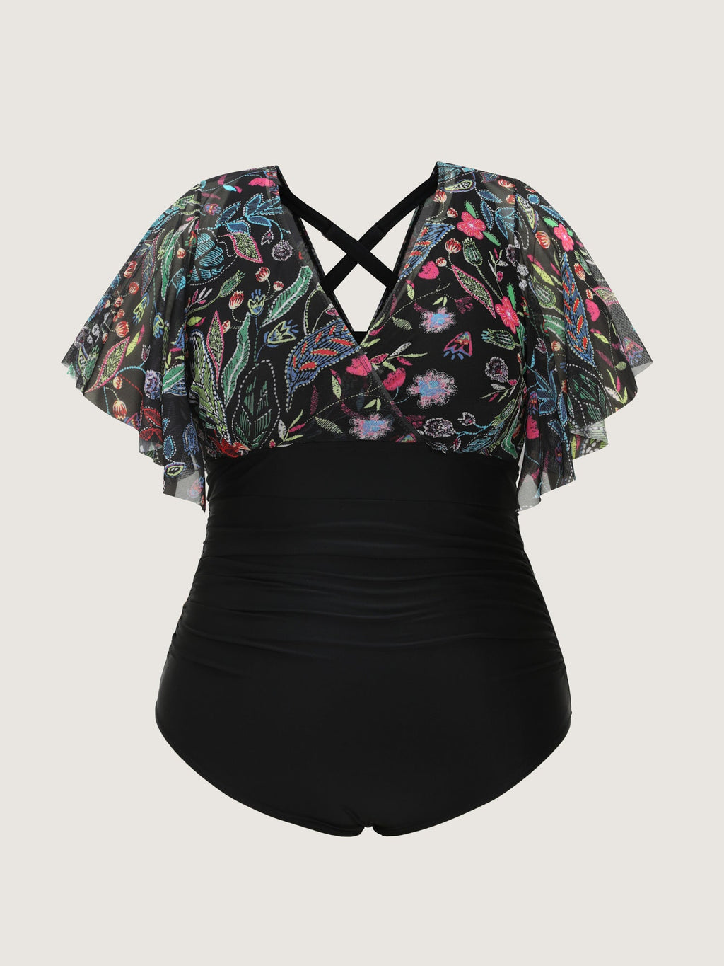 Sarong Slit Floral Print One-Piece Swim Set